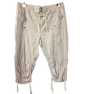 Vintage 70's Jazzie Womans Capri Size 3X Beige Pockets Button/Zip Rolled Elastic